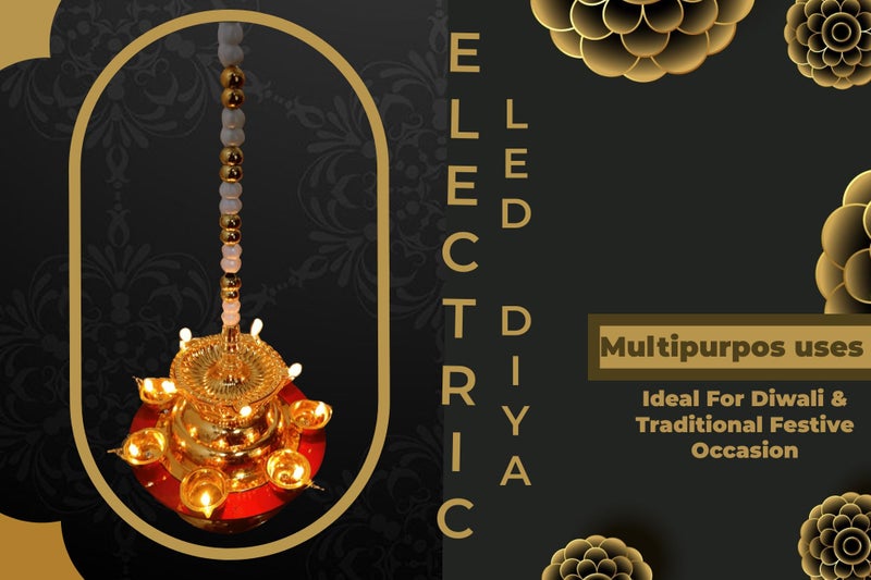 Nabhya 12 Deep Hanging Double Step 3-Layer Electric Deepam Light with LED Rice Light Diya– Traditional Brass Finish Decorative Lamp for Pooja, Festivals & Home Décor - Image 3