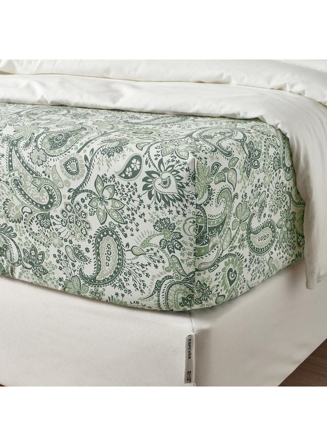 Zaboon Fitted sheet, green/white, 180x200 cm - Image 5