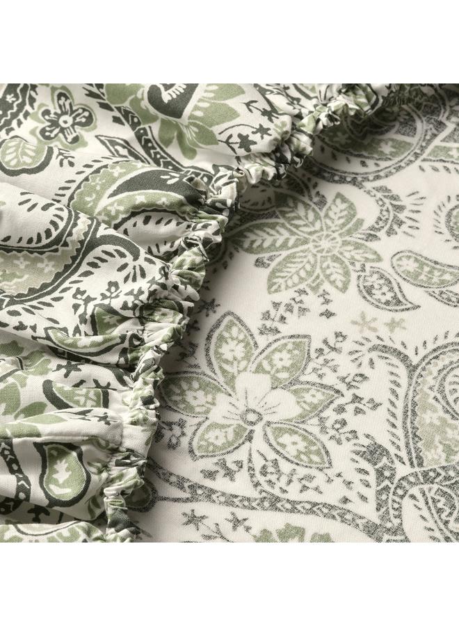 Zaboon Fitted sheet, green/white, 180x200 cm - Image 2