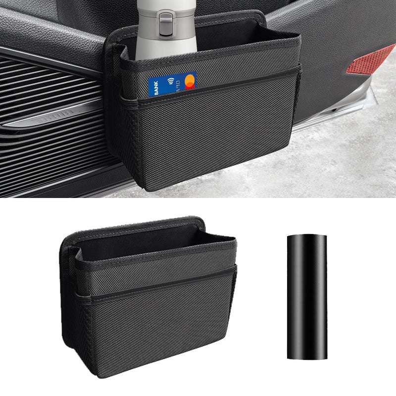 Tioollev Car Trash Can Foldable Mini Vehicle Trash Bin Garbage Organizer Holder Waterproof Hanging Mini Auto Dustbin Accessories Storage Container for Vans SUVs black - Image 3