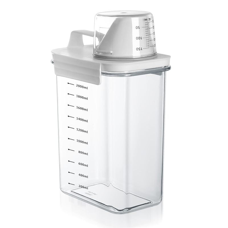 Detergent Dispenser 2300ml Transparent Airtight Storage Container - Keeps Contents Dry Clump-Free Laundry Powder Container with Measuring Cup for Laundry Room Kitchen Use - Image 1