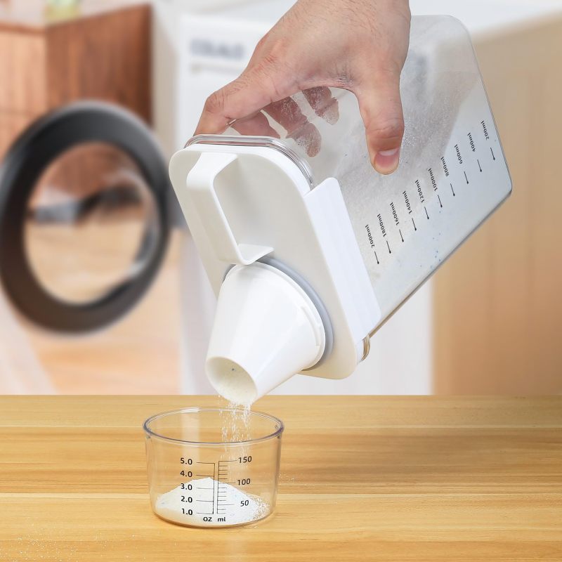 Detergent Dispenser 2300ml Transparent Airtight Storage Container - Keeps Contents Dry Clump-Free Laundry Powder Container with Measuring Cup for Laundry Room Kitchen Use - Image 4