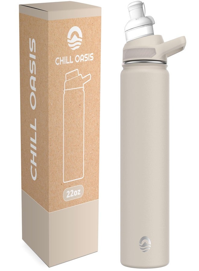 Chill Oasis Water Bottle | Fits Cirkul Water Bottle | BPA Free, Leak Proof, Insulated Stainless Steel, Dishwasher Safe (Beige, 22oz) - Image 1