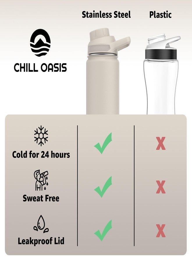 Chill Oasis Water Bottle | Fits Cirkul Water Bottle | BPA Free, Leak Proof, Insulated Stainless Steel, Dishwasher Safe (Beige, 22oz) - Image 4