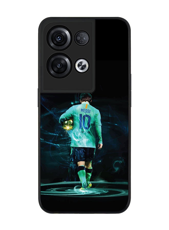 Stylizedd Rugged Black edge case for Oppo Reno8 Pro Slim fit Soft Case Flexible Rubber Edges Anti Drop TPU Gel Thin Cover - Golden Messi - Image 1
