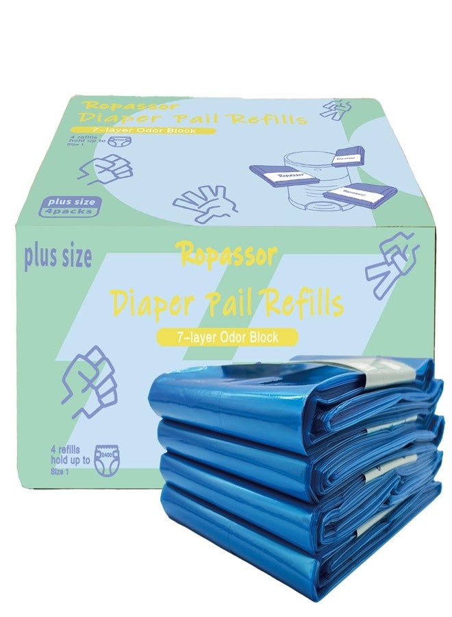 Ropassor Diaper Pail Refill Bags for Dekor Plus Diaper Pail (2400 count) 4 Packs, 7-Layer Odor-Absorbing, 30% Extra Thickness, Disposable Diaper Trash Bags, Baby essentials - Image 1