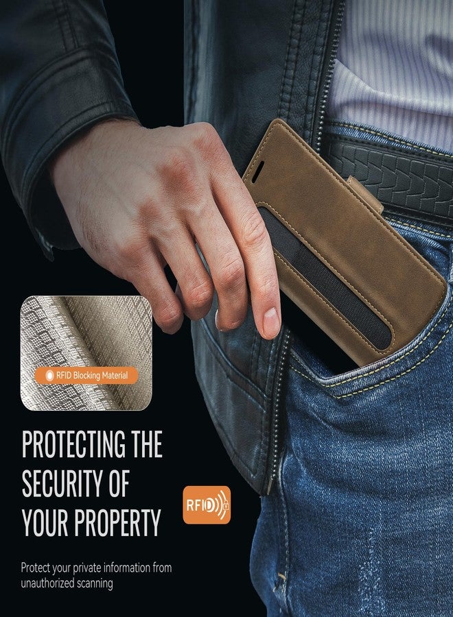 Asuwish Phone Case for Samsung Galaxy Z Fold 5 5G 2023 Wallet Cover with S Pen SPen Slot Credit Card Holder Stand Slim Faux Leather Cell Accessories ZFold5 Z5 G Fold5 ZFold 5Z Women Men Brown - Image 3