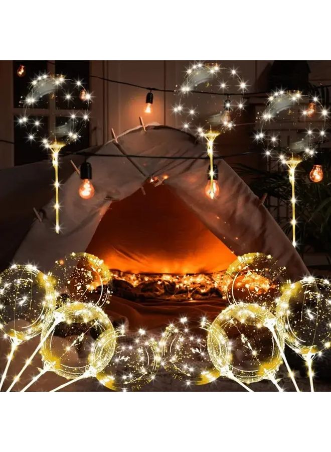 White Light Balloon Light Set 10 LED String Lights With Stands For Party Decorations - Image 2