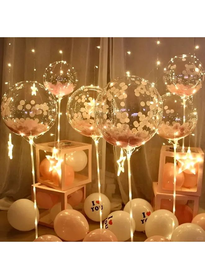 White Light Balloon Light Set 10 LED String Lights With Stands For Party Decorations - Image 1