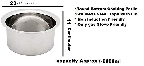 Bartan Star طقم باتيلا وبهاجونا من ستانلس ستيل بارطان ستار مع غطاء (2 لتر، 4 لتر و5 لتر) مكون من 3 قطع - Image 5