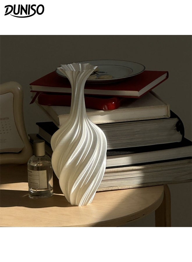 DUNISO Antique Ceramic Vase 3D Printed Abstract Retro Flower Arrangement Decoration Ornament Geometric Design Decorative Flowers Vase for Home Decor, Living Room, Entryway, Wedding - Image 1