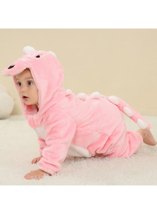 Kids Dino Onesie Party Costume, Kids Animal coverall, Costume Kids Pajamas，High quality flannel, soft and comfortable, with elastic mouth design to prevent air leakage(Pink) - Image 5