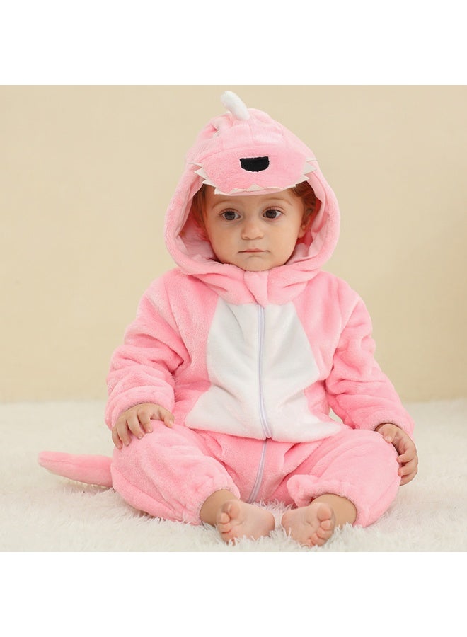 Kids Dino Onesie Party Costume, Kids Animal coverall, Costume Kids Pajamas，High quality flannel, soft and comfortable, with elastic mouth design to prevent air leakage(Pink) - Image 1
