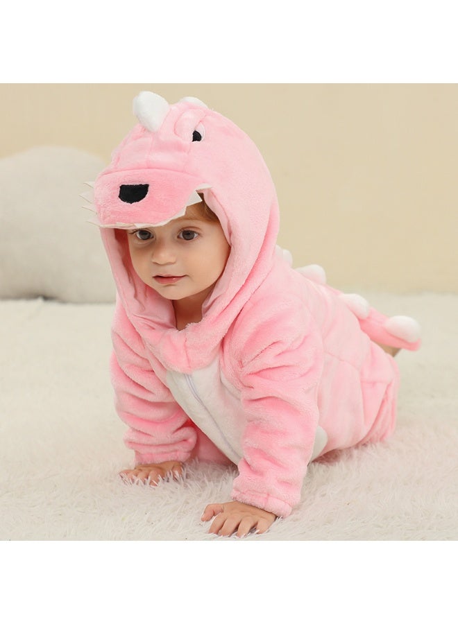 Kids Dino Onesie Party Costume, Kids Animal coverall, Costume Kids Pajamas，High quality flannel, soft and comfortable, with elastic mouth design to prevent air leakage(Pink) - Image 2