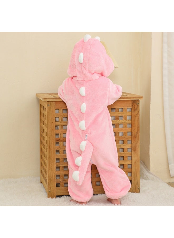 Kids Dino Onesie Party Costume, Kids Animal coverall, Costume Kids Pajamas，High quality flannel, soft and comfortable, with elastic mouth design to prevent air leakage(Pink) - Image 4