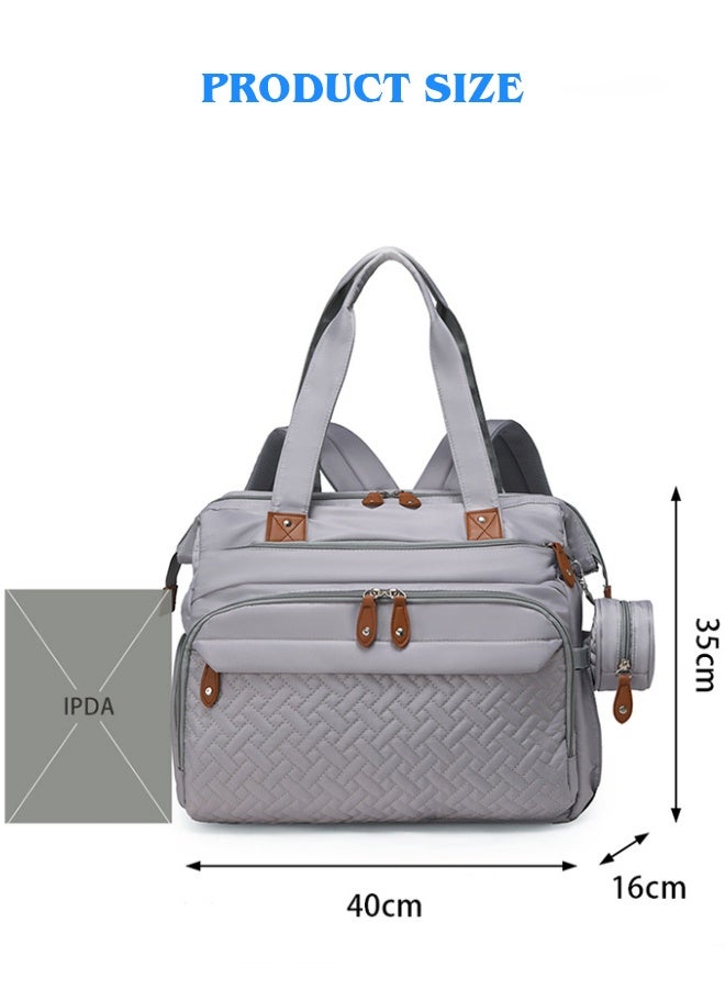 Large Baby Diaper Bag, Waterproof Diaper Bag Tote with Pacifier Case, Diaper Bag Backpack,Mommy Bags, Nappy Bag, Travel Diaper Tote with Changing Pad (Grey)