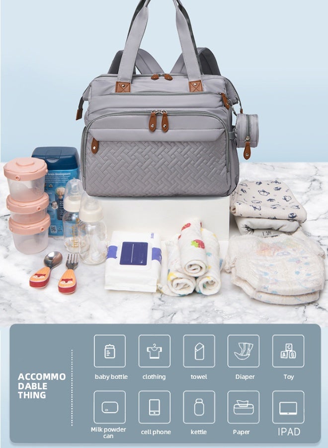 Large Baby Diaper Bag, Waterproof Diaper Bag Tote with Pacifier Case, Diaper Bag Backpack,Mommy Bags, Nappy Bag, Travel Diaper Tote with Changing Pad (Grey)