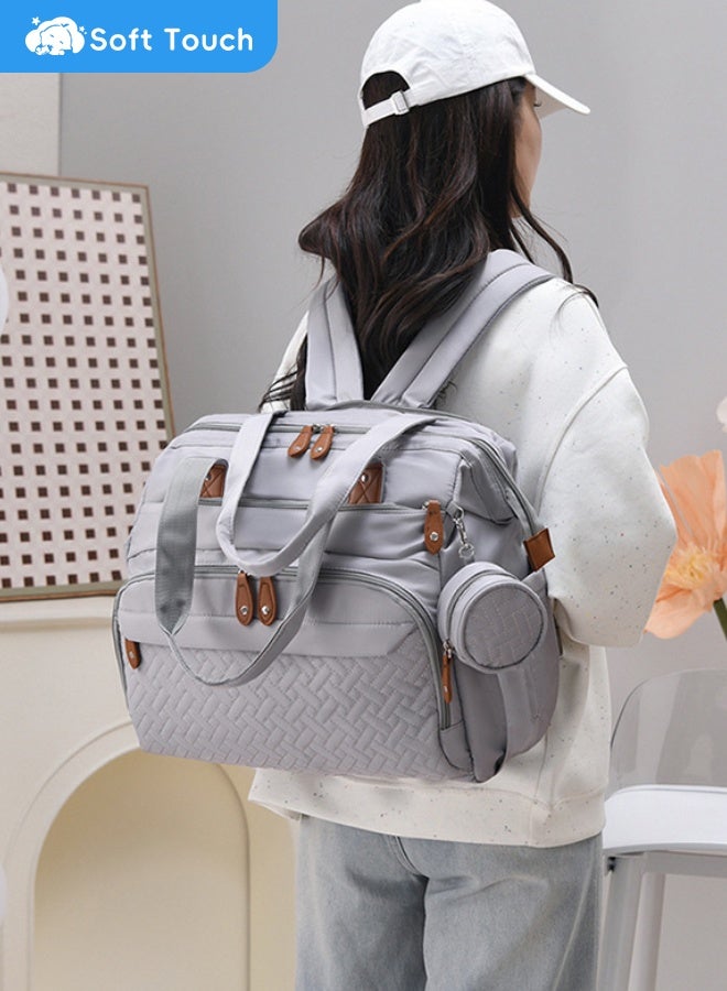 Large Baby Diaper Bag, Waterproof Diaper Bag Tote with Pacifier Case, Diaper Bag Backpack,Mommy Bags, Nappy Bag, Travel Diaper Tote with Changing Pad (Grey)