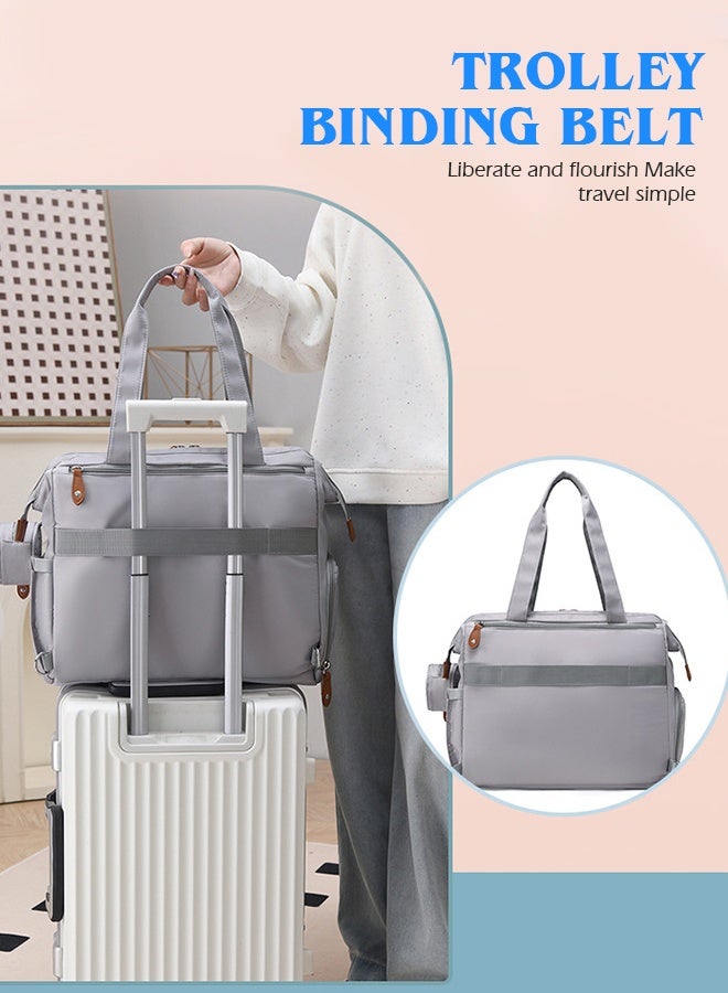 Large Baby Diaper Bag, Waterproof Diaper Bag Tote with Pacifier Case, Diaper Bag Backpack,Mommy Bags, Nappy Bag, Travel Diaper Tote with Changing Pad (Grey)