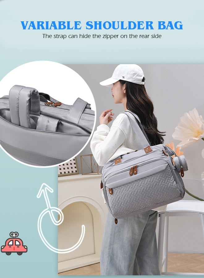 Large Baby Diaper Bag, Waterproof Diaper Bag Tote with Pacifier Case, Diaper Bag Backpack,Mommy Bags, Nappy Bag, Travel Diaper Tote with Changing Pad (Grey)