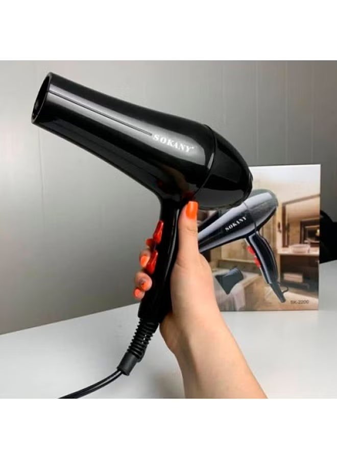 sokany Professional hair dryer - 2200 watts, black color - Image 2