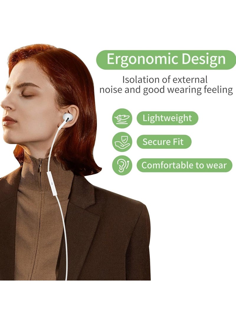 USB C Headphone, Type C Earbuds Wired Earphones with Microphone and Volume Control,in-Ear Earbud Noise Isolating for Google Pixel Oneplus Samsung Galaxy iPad Pro and MacBook
