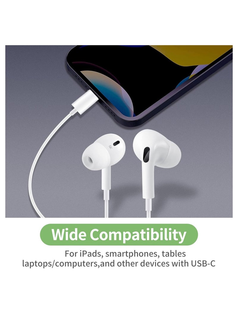 USB C Headphone, Type C Earbuds Wired Earphones with Microphone and Volume Control,in-Ear Earbud Noise Isolating for Google Pixel Oneplus Samsung Galaxy iPad Pro and MacBook