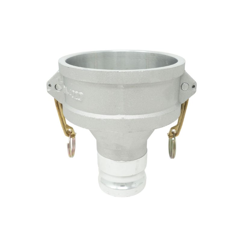 Gloxco Aluminum Type DA Cam and Groove Hose Fitting, Reducer, 4" Female Camlock x 2" Male Camlock (CAM-4020-DA-AL) - Image 1