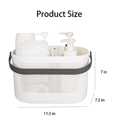 UUJOLY Plastic Storage Baskets with Handles, Shower Caddy Shelf Organizers Basket for Bathroom, Kitchen, Dorm Room, Grey - Image 4