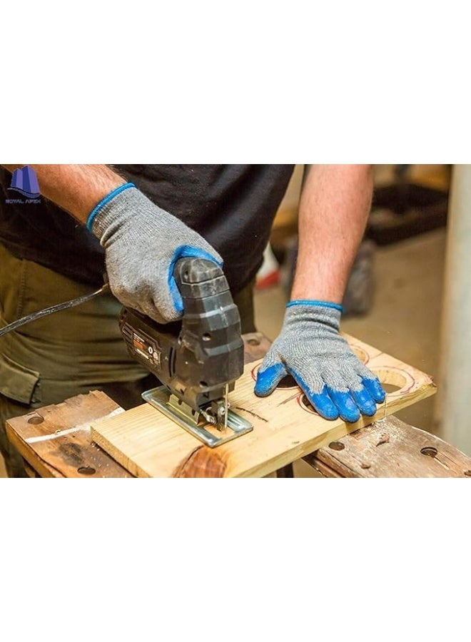 Poaker Rubber Latex Double Coated Work Gloves With Grip For Construction, Gardening Gloves, Heavy Duty Cotton Blend Blue Uni Size (1 Pair) - Image 4