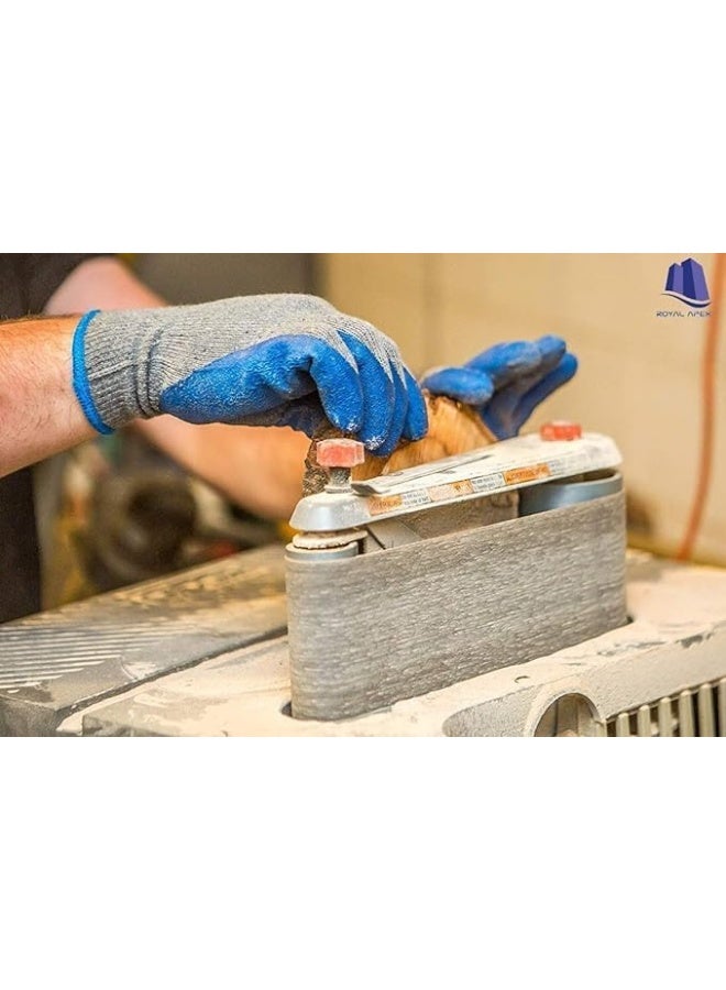 Poaker Rubber Latex Double Coated Work Gloves With Grip For Construction, Gardening Gloves, Heavy Duty Cotton Blend Blue Uni Size (1 Pair) - Image 5