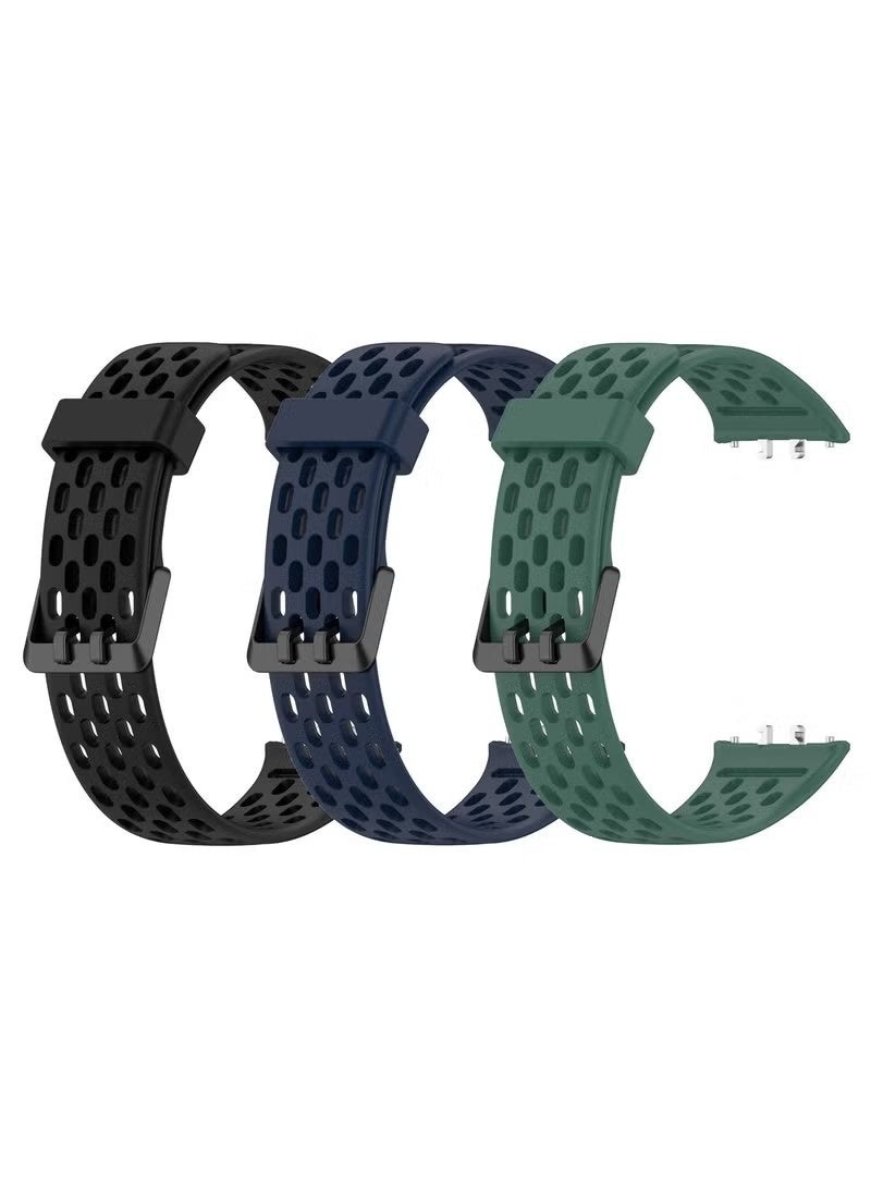 3 Pcs Silicone Sports Strap for Samsung Galaxy fit 3 Replacement Wristbands (Black+Blue+Green) - Image 1