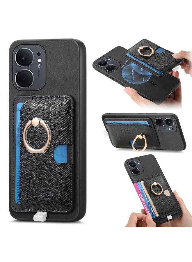 Case For vivo iQOO Neo9 / Neo9 Pro 5G Retro Cross Leather Ring Side Insert Card Bag MagSafe Phone Case