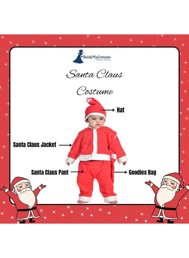 BookMyCostume Santa Boy Dress Set of 4 (Jacket, Bottom, Bag, & Cap) Kids Christmas Costume 1-2 years - Image 5