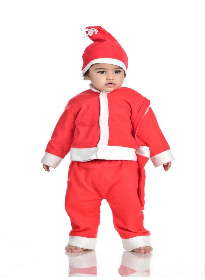 BookMyCostume Santa Boy Dress Set of 4 (Jacket, Bottom, Bag, & Cap) Kids Christmas Costume 1-2 years - Image 1