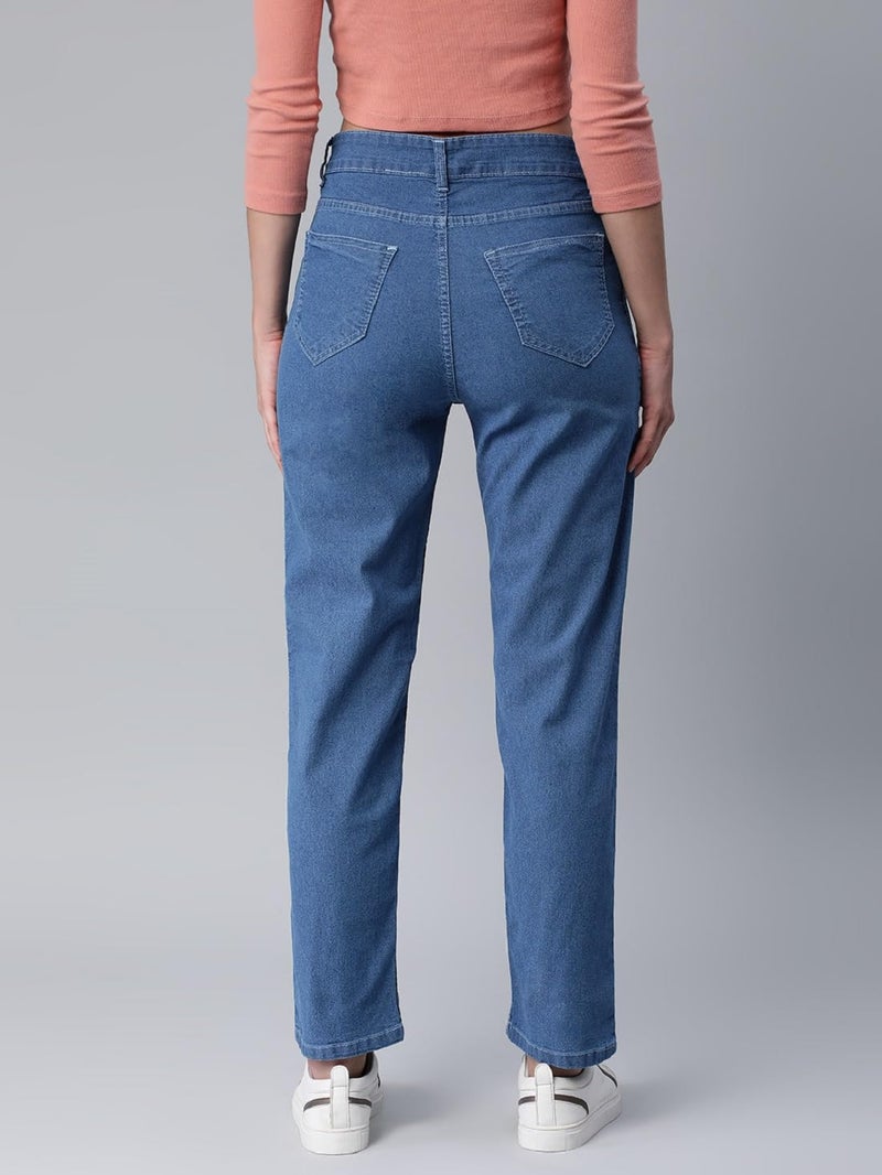 ADBUCKS Women's High Rise Full Length Straight Fit Stretchable Jeans || Straight Fit Jeans for Women || Stone - Image 3