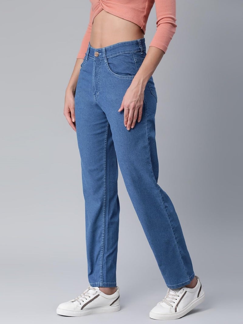 ADBUCKS Women's High Rise Full Length Straight Fit Stretchable Jeans || Straight Fit Jeans for Women || Stone - Image 2