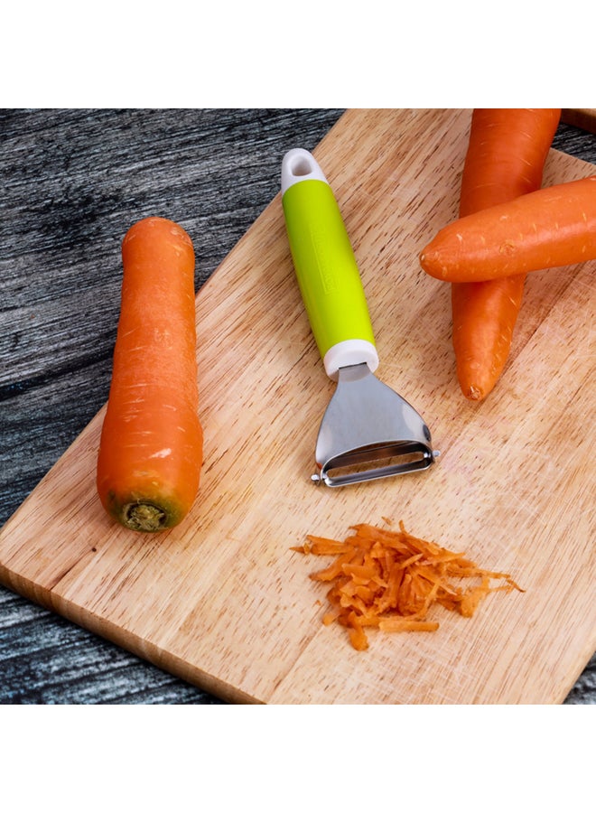 Royalford Triangle Peeler Stainless Steel +Abs 19X5.8Cm Dishwasher Safe Silver With Green Handle - Image 3