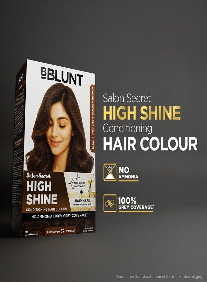 BBLUNT Salon Secret High Shine Conditioning Hair Colour With MaliPeptide BondTech™ to reduce breakage| Honey Light Golden Brown 5.32 | No Ammonia 100% Grey Coverage | Long Lasting Colour |Salon at home - Image 2
