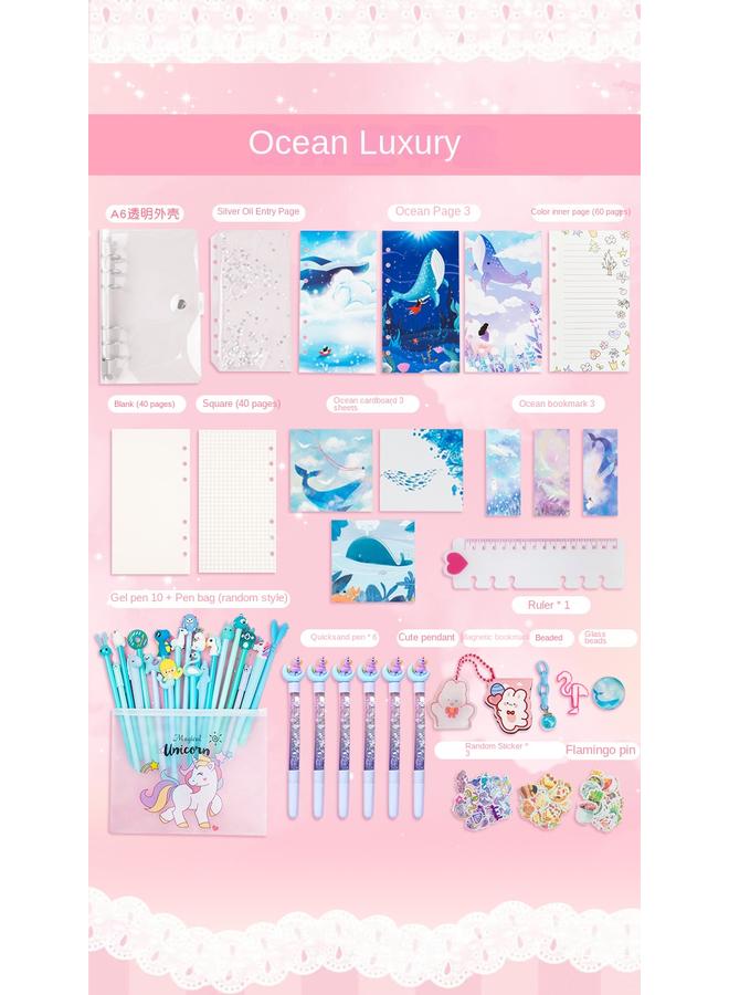 Bluejw Girl's Heart Hand Book Suit Girl's Cute High-face Value Quicksand Girl's Hand Book Gift Box Notebook Stationery - Image 1