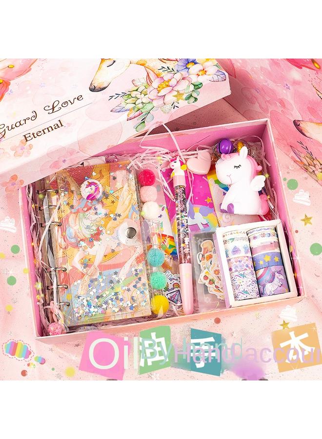 Bluejw Girl's Heart Hand Book Suit Girl's Cute High-face Value Quicksand Girl's Hand Book Gift Box Notebook Stationery - Image 3