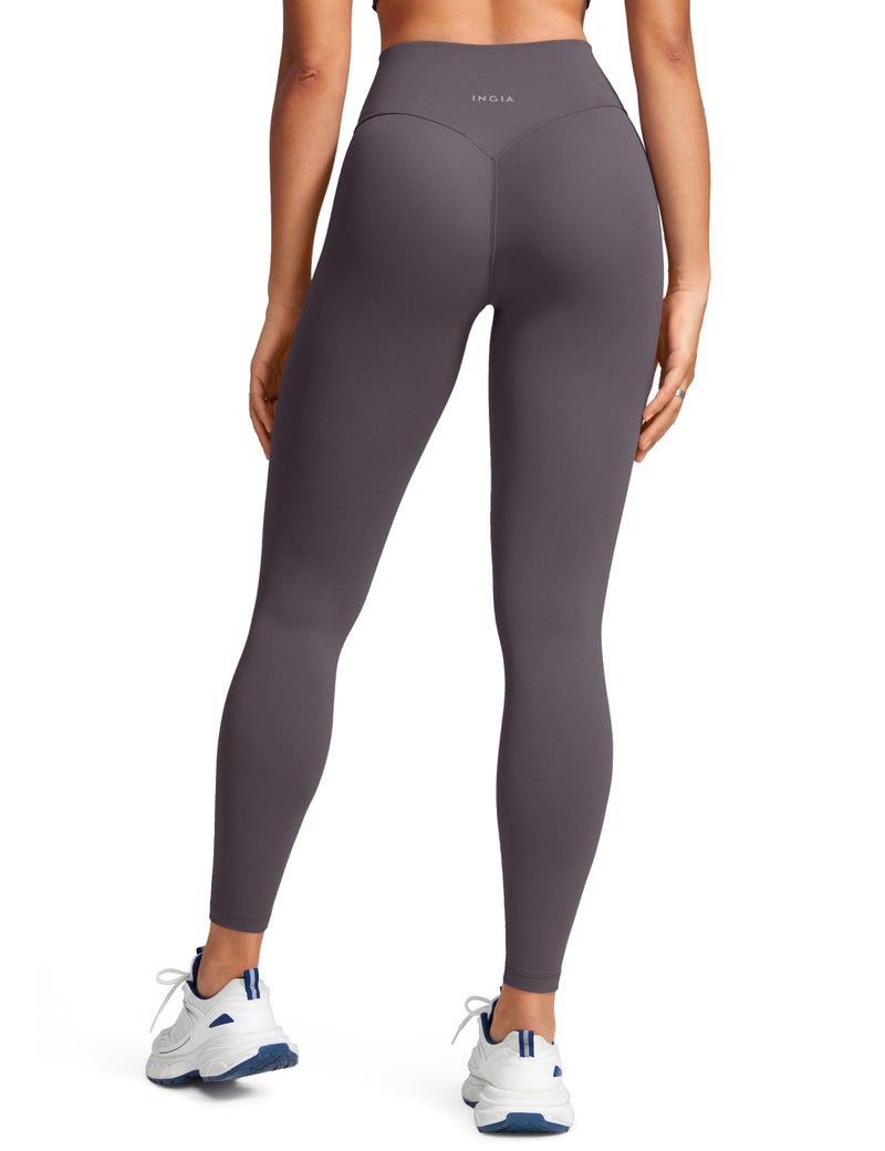 INGIA Womens High Waist No Front Seam Scrunch Butt Leggings Workouts 25 Inches V-Back Scrunch Booty Gym Yoga Pants Tornado Grey X-Small - Image 1