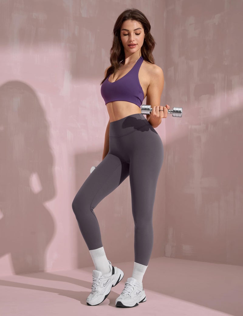 INGIA Womens High Waist No Front Seam Scrunch Butt Leggings Workouts 25 Inches V-Back Scrunch Booty Gym Yoga Pants Tornado Grey X-Small - Image 3