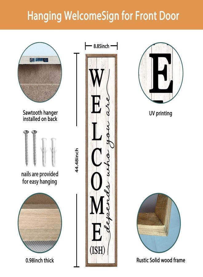 comurdyo Welcome Wood Plaque Sign Outdoor Porch Yard for With Farmhouse Rustic Porch Icons Hang Vertically or Lean Outside Seasonal Art Wall Decor (Wood White) - Image 2