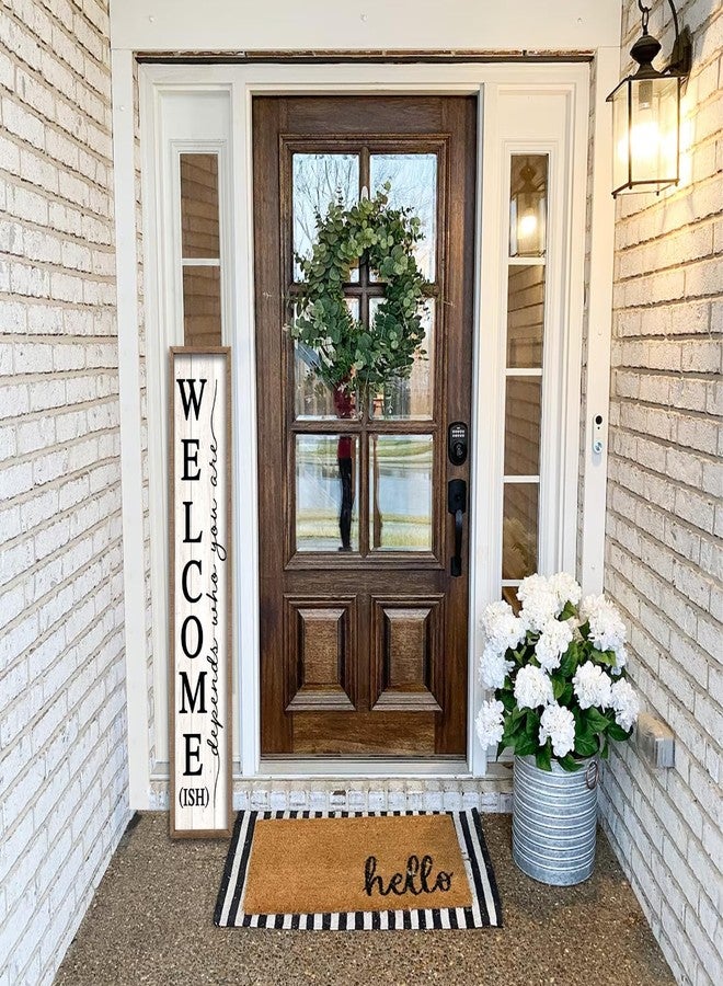 comurdyo Welcome Wood Plaque Sign Outdoor Porch Yard for With Farmhouse Rustic Porch Icons Hang Vertically or Lean Outside Seasonal Art Wall Decor (Wood White) - Image 3