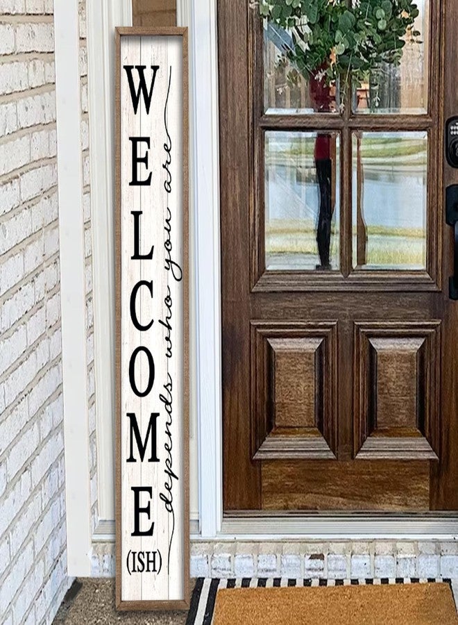 comurdyo Welcome Wood Plaque Sign Outdoor Porch Yard for With Farmhouse Rustic Porch Icons Hang Vertically or Lean Outside Seasonal Art Wall Decor (Wood White) - Image 1