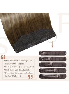 Fshine Secret Extensions Human Hair Invisible Wire Hair Extensions 16Inch Wire Layered Clip In Hair Extensions Human Hair Dark Brown To Ash Brown And Blonde 80Grams Human Hair Clip In Extensions  - Image 4