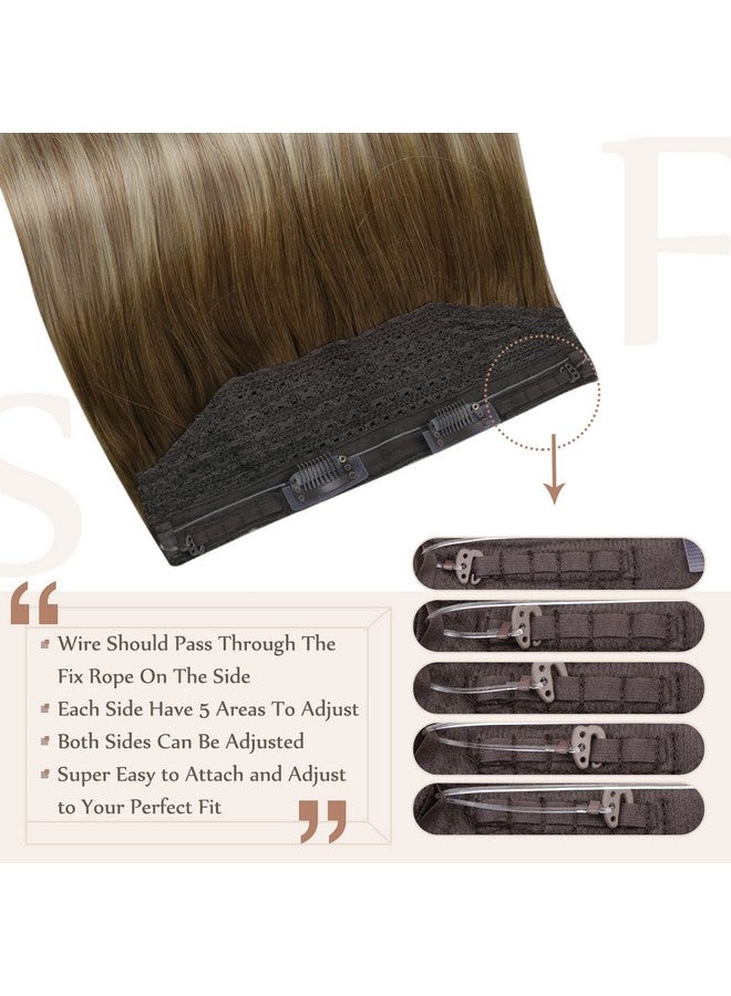 Fshine Secret Extensions Human Hair Invisible Wire Hair Extensions 16Inch Wire Layered Clip In Hair Extensions Human Hair Dark Brown To Ash Brown And Blonde 80Grams Human Hair Clip In Extensions - Image 4