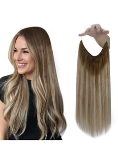 Fshine Secret Extensions Human Hair Invisible Wire Hair Extensions 16Inch Wire Layered Clip In Hair Extensions Human Hair Dark Brown To Ash Brown And Blonde 80Grams Human Hair Clip In Extensions  - Image 1