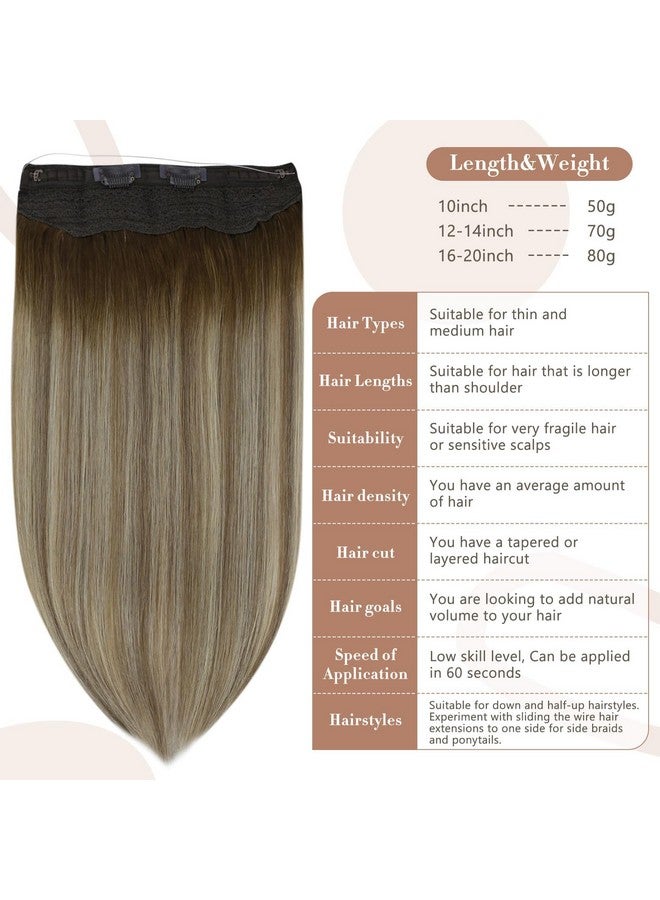 Fshine Secret Extensions Human Hair Invisible Wire Hair Extensions 16Inch Wire Layered Clip In Hair Extensions Human Hair Dark Brown To Ash Brown And Blonde 80Grams Human Hair Clip In Extensions - Image 5